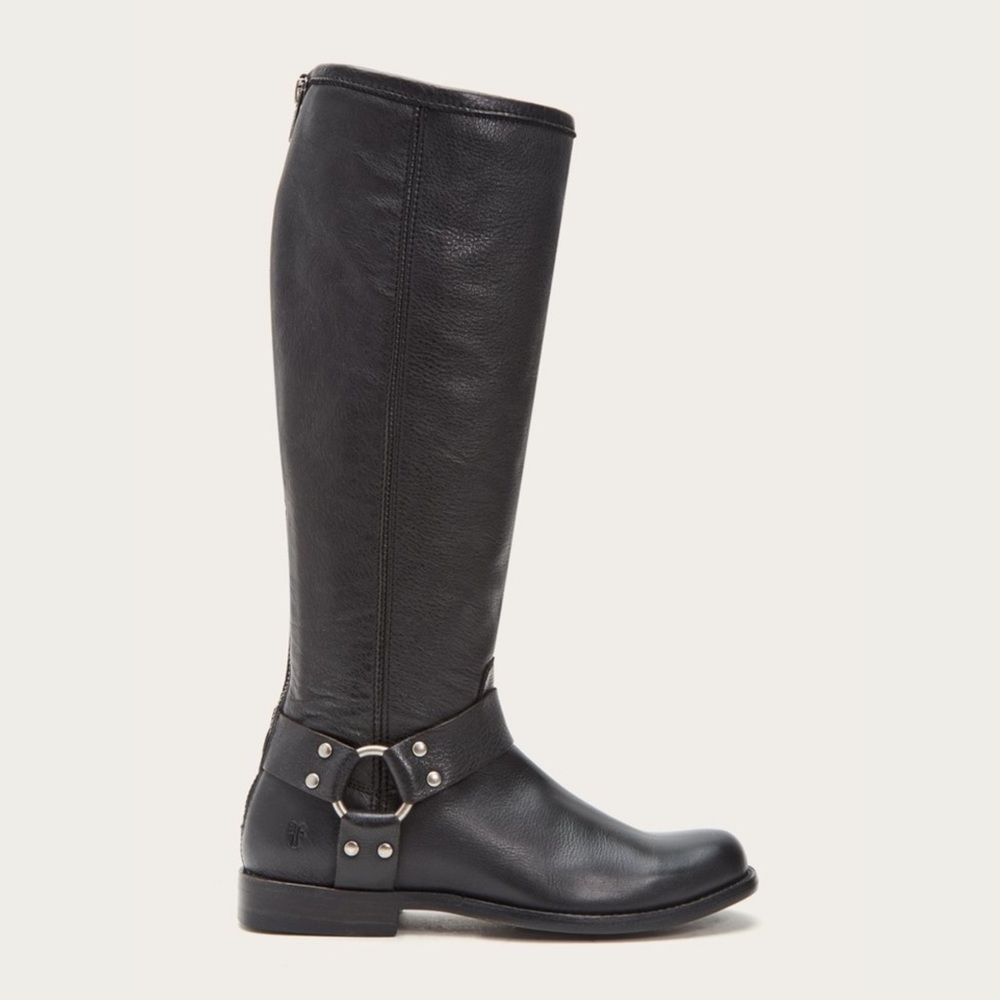 Frye Phillip Harness Tall Knee High Boot Black